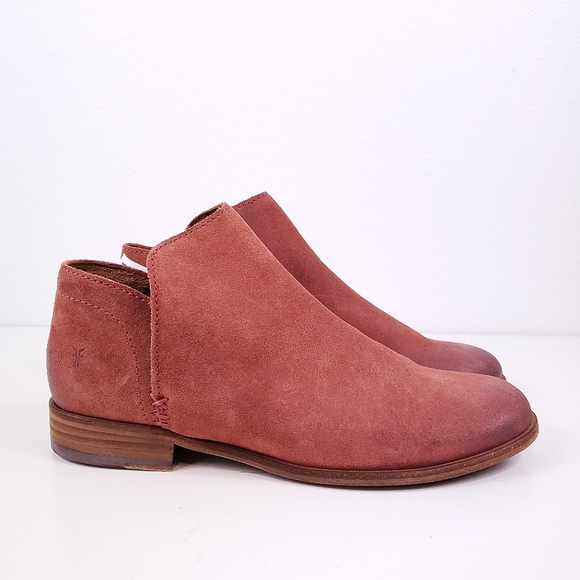 Frye Shoes - Frye Elyssa Suede Leather Shootie Ankle Booties in Rosewood